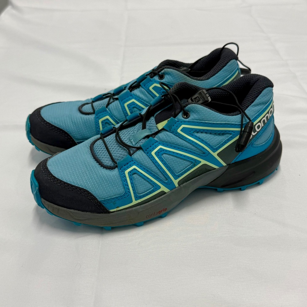 Salomon Speedcross Shoes Kids Youth 2 Aqua Blue Hiking Outdoor Elastic Laces